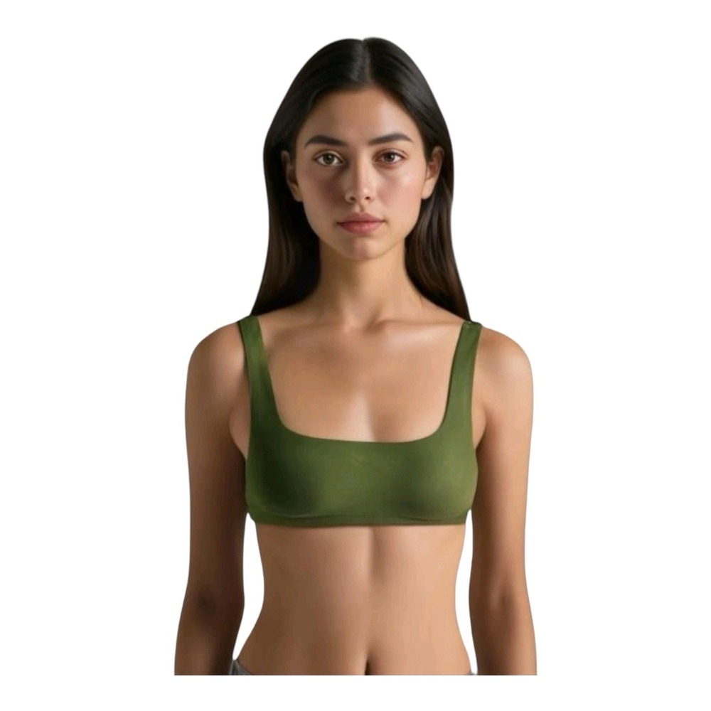 J. Crew Size Medium Heritage scoopneck bikini top NWT Rustic Willow Green BX611